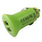 Light Green Portable Mini USB Car Chargers Dual Port For Smartphone With FCC