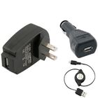 3-in-1 1Amp Micro Universal USB Charger Kit Black / White For HTC Cell Phone