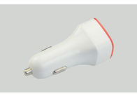 Retractable Iphone Car Charger Double USB Port 2100mA White PC