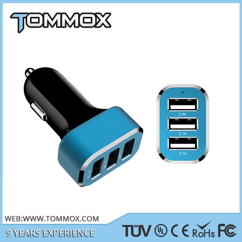 Tommox ABS Plastic 5V 3.1A 5V 4.2A Dual Car Charger for Mobile Phones