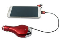 High Performance Mobile Phones Car Charger Dual Micro USB Retractable Cable