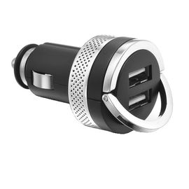 3100 Ma Double USB Socket  Black Mini Usb Car Chargers With Chromed Pull Ring For Ipad And Iphone - CA5531