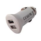 Dual Port Mini USB Car Chargers White Portable For Smartphone With FCC
