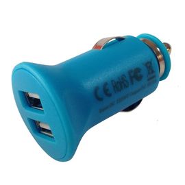 Portable Yellow Mini USB Car Chargers Dual Port For Tablet PC
