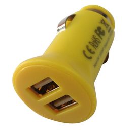 Portable Yellow Mini USB Car Chargers Dual Port For Tablet PC