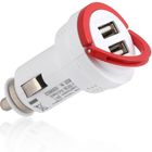 4A White Apple IPhone Car Chargers Double USB Chromed Pull Ring