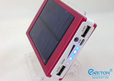 10000 mAh Red Portable Solar Power Bank , solar powered cell phone charger With Torch