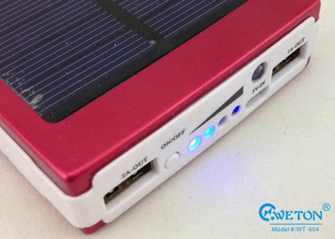 10000 mAh Red Portable Solar Power Bank , solar powered cell phone charger With Torch