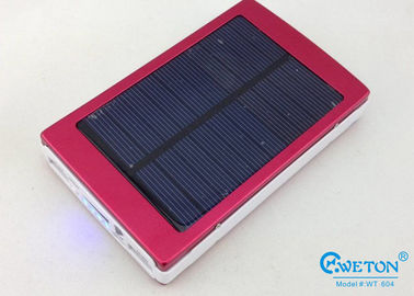 10000 mAh Red Portable Solar Power Bank , solar powered cell phone charger With Torch