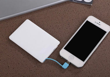 2500mah Cell phone High Power Gift Power Bank with Build-in Cable , Li-polymer Battery