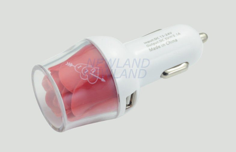 Red Rose USB Car Charger , USB Battery Charger For SamSung / iPhone 6 6S 6SPlus