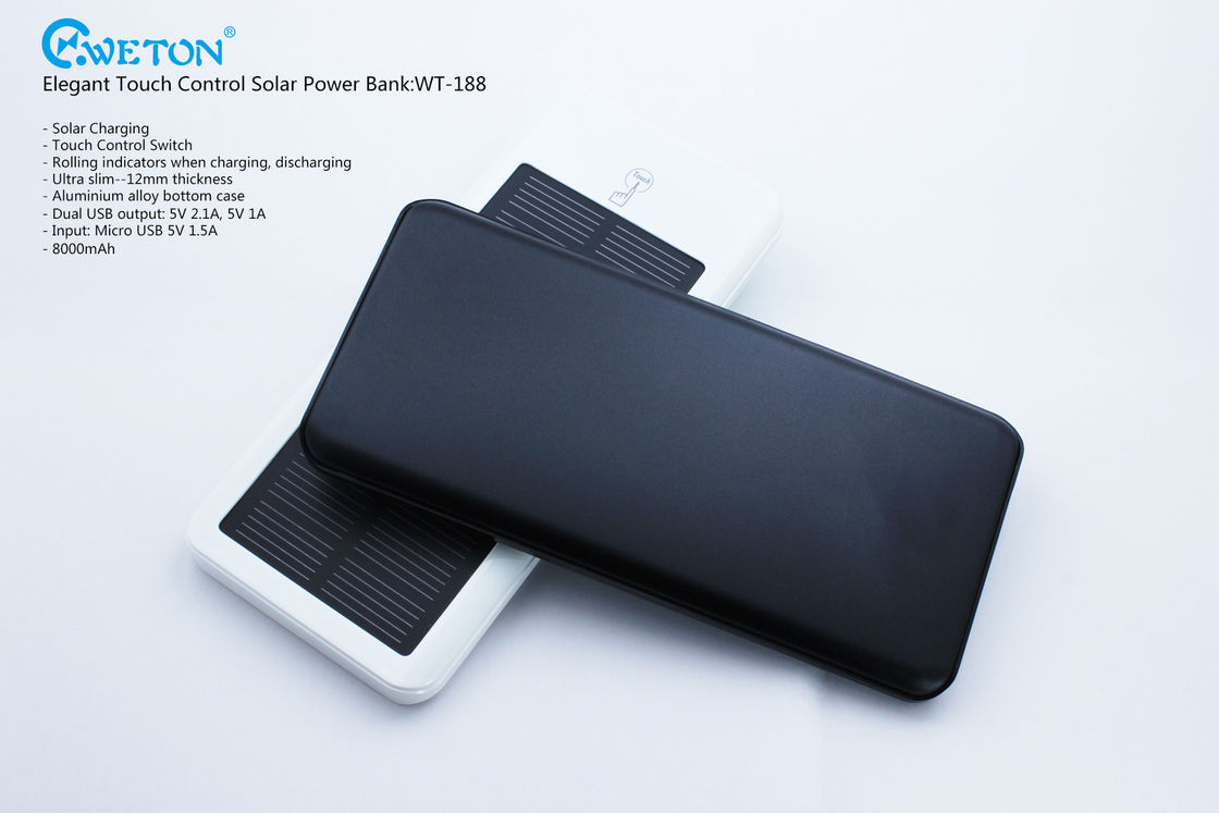 7200mAh Touch Control Dual USB Portable Solar Power Bank For iPhone6S and others