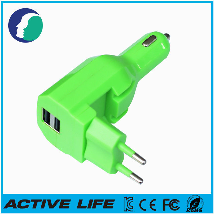 Dual USB Wall Car Charger EU Colorful Customized Logo Printing
